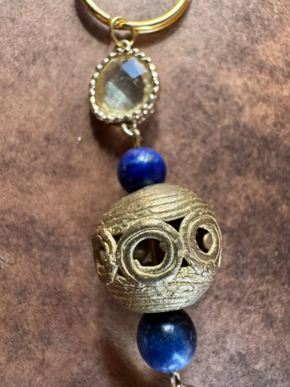 Boho keychain/purse charm with lapis lazuli